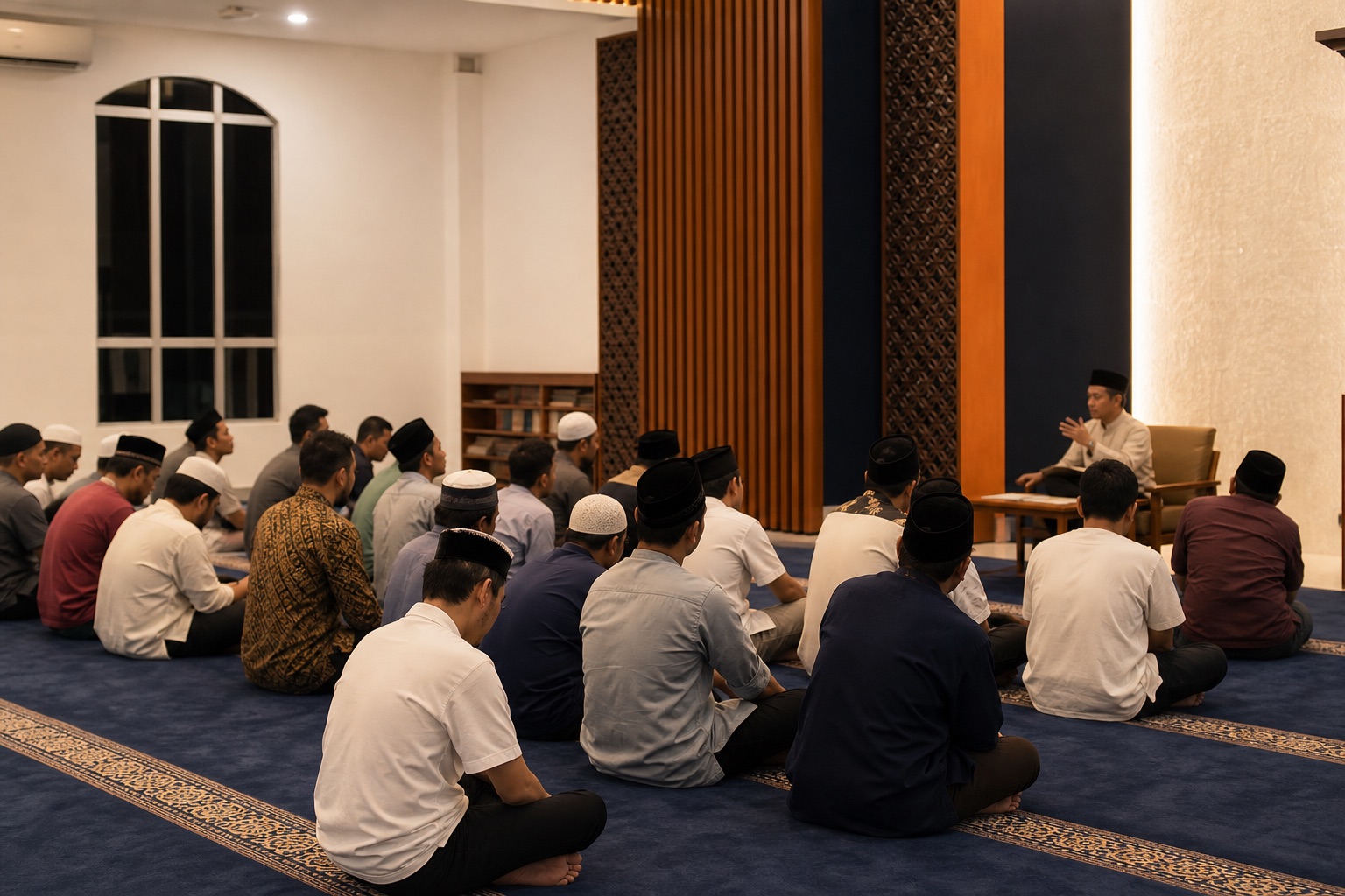 Ilustrasi suasana kajian di masjid untuk tampilan YHMI.
